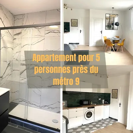 #7 Pour 5 Personnes Pres Du Metro L9 Апартаменты